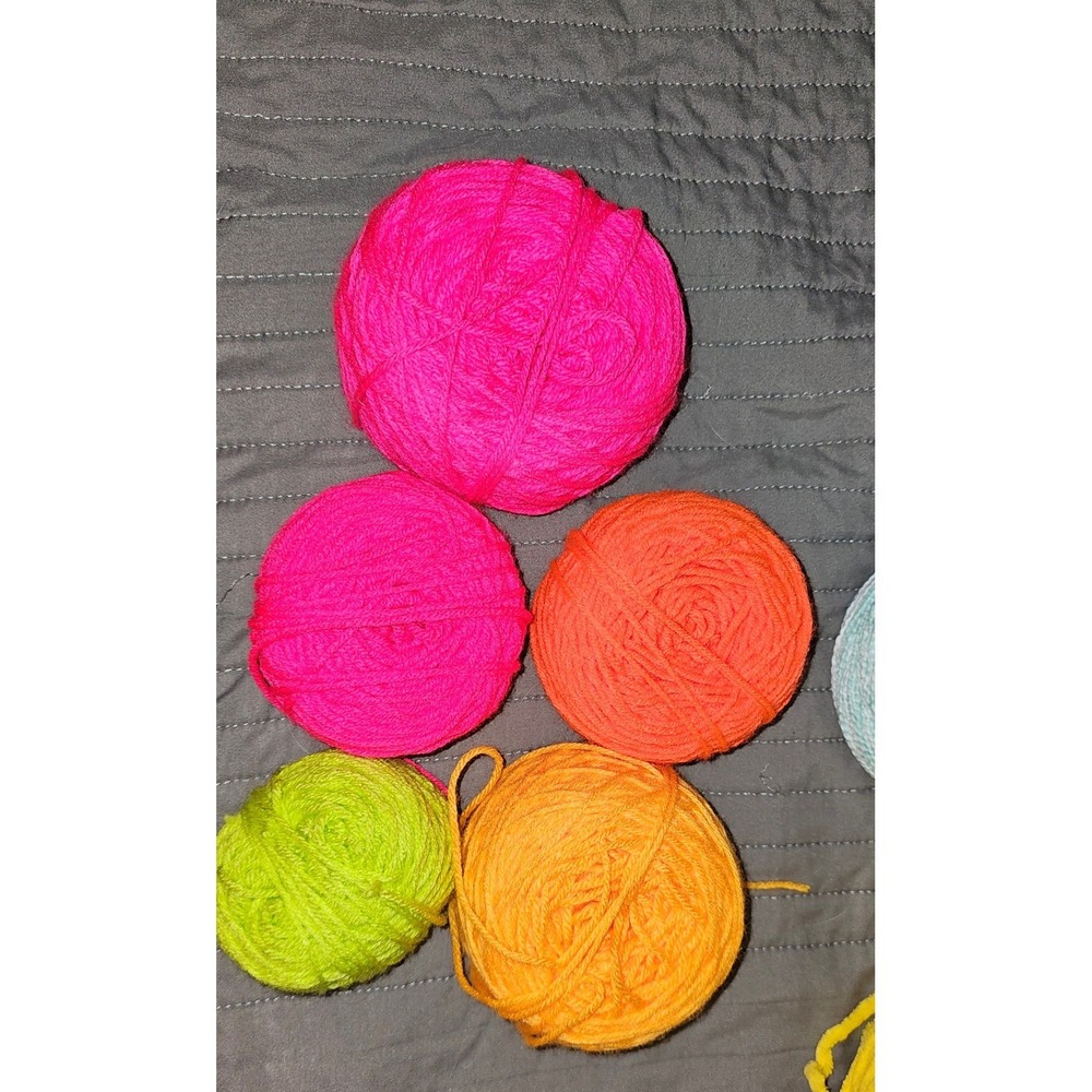 Neon Yarn Lot 5 Balls Hot Pink Orange Lime Green Craft Knitting Crochet Assorted